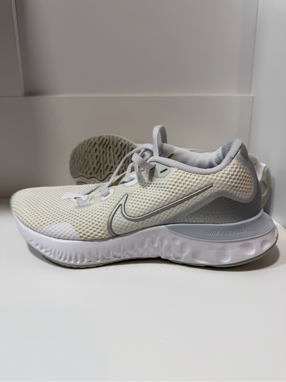 Nike Women's Cream and Gray Sneakers